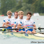 Jono Clegg, Peter Chambers, Mark Aldred and Chris Bartley in the lightweight men's four at the 2015 World Championships in Aiguebelette