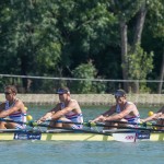 Tom Barras (right) pictured in the bow of the GB Rowing Team U23 quad in 2015