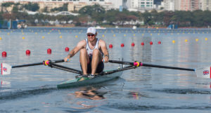 Alan Campbell won his single scull heat to reach the quarters. Copyright: Peter Spurrier