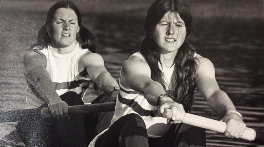 Beryl Crockford and Lin Clark rowing in 1976