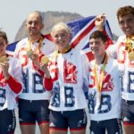 Grace Clough, Dan Brown, Pamela Relph, cox Oliver James and James Fox won LTA mixed coxed four gold at the Rio 2016 Paralympic Games