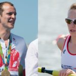 Scott Durant in his Team GB kit with medal and Karen Bennett in GB rowing kit