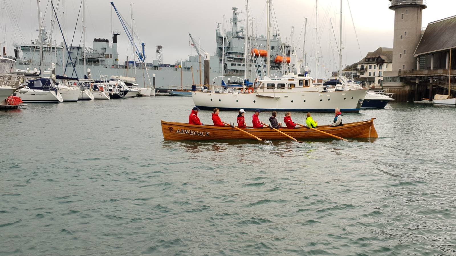 Falmouth women's A crew try out their new gig