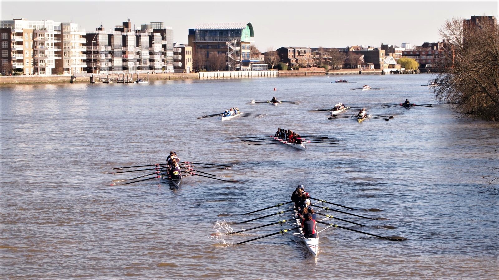 Rowing up to the start of the Women's Head