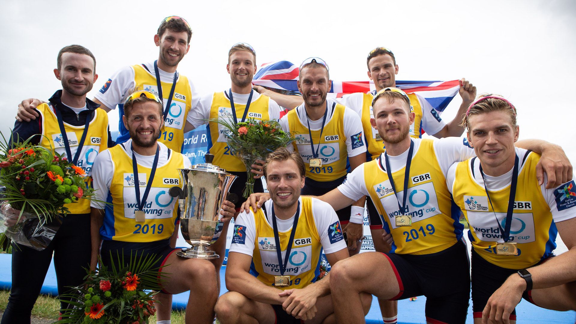 Henry Fieldman and the men's eight at World Cup III 2019