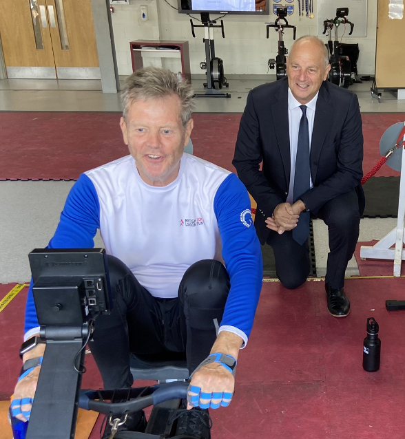 Man on erg with Sir Steve Redgrave