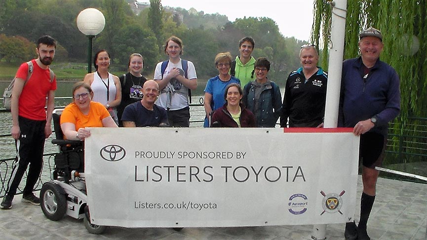 adaptive rowers with sponsor banner