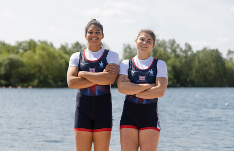 2 women standing on landing stage