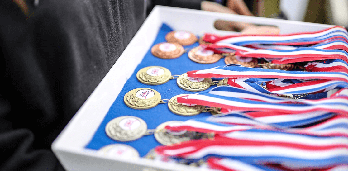Medals on tray