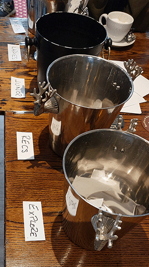 Champagne buckets with names in