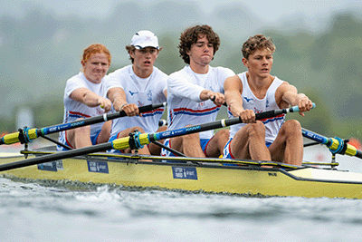 GB junior men's coxless four racing