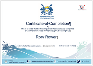 Learn to Row course completion certificate