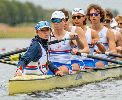 Cox Natalia Toms at the 2023 World Rowing U19 Championships