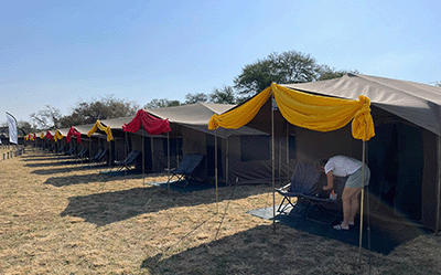 Glamping tents at the regatta