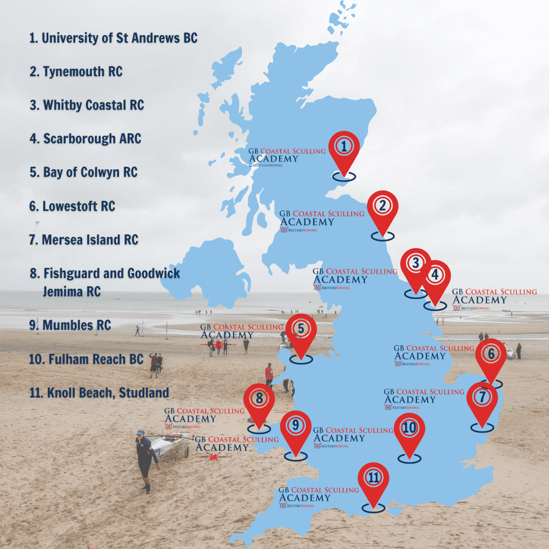 Map of GB Coastal Sculling Academies