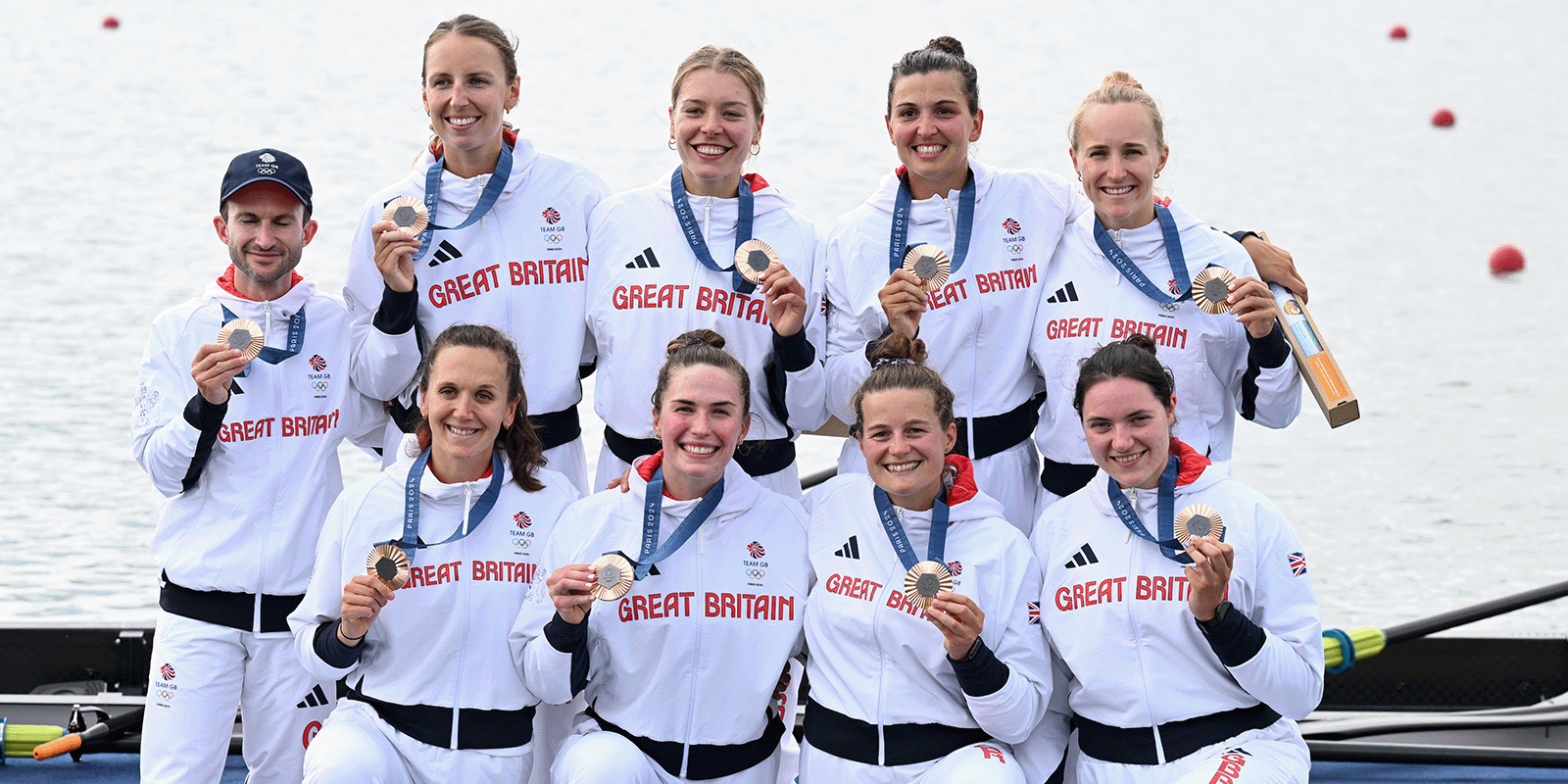 GB women's eight with Olympic bronze medals