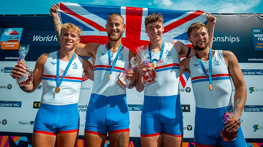 rowers on podium