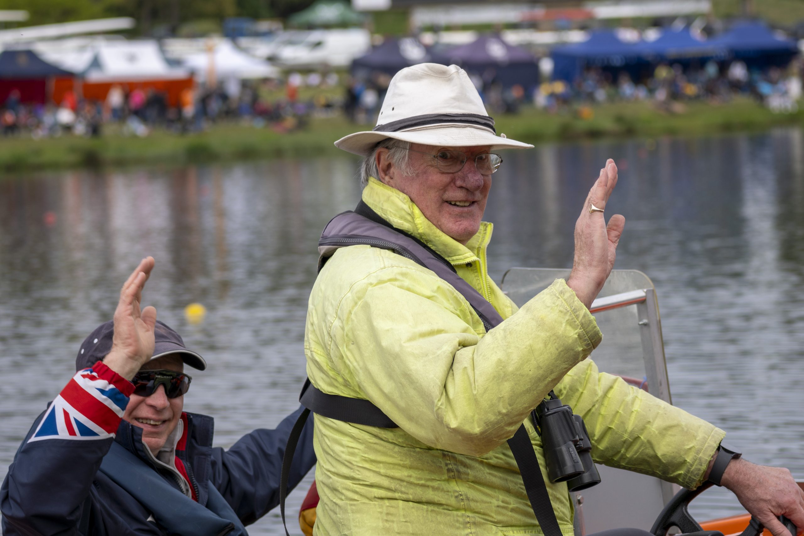John driving a launch at the British Rowing Masters Championships