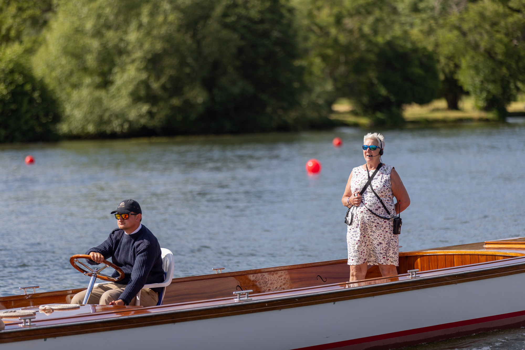 Carol commentating at Henley Women's Regatta