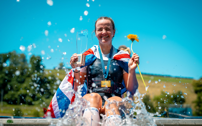 Lauren Henry, winner of the W1x at World Rowing Cup Lucerne
