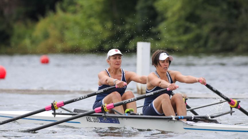 A double racing between the booms at henley masters regatta