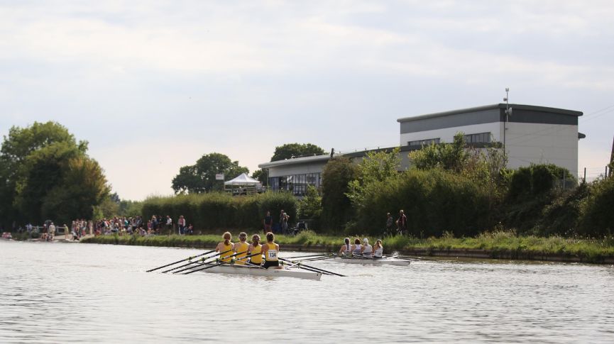 Two women's quads racing at glouceste regatta