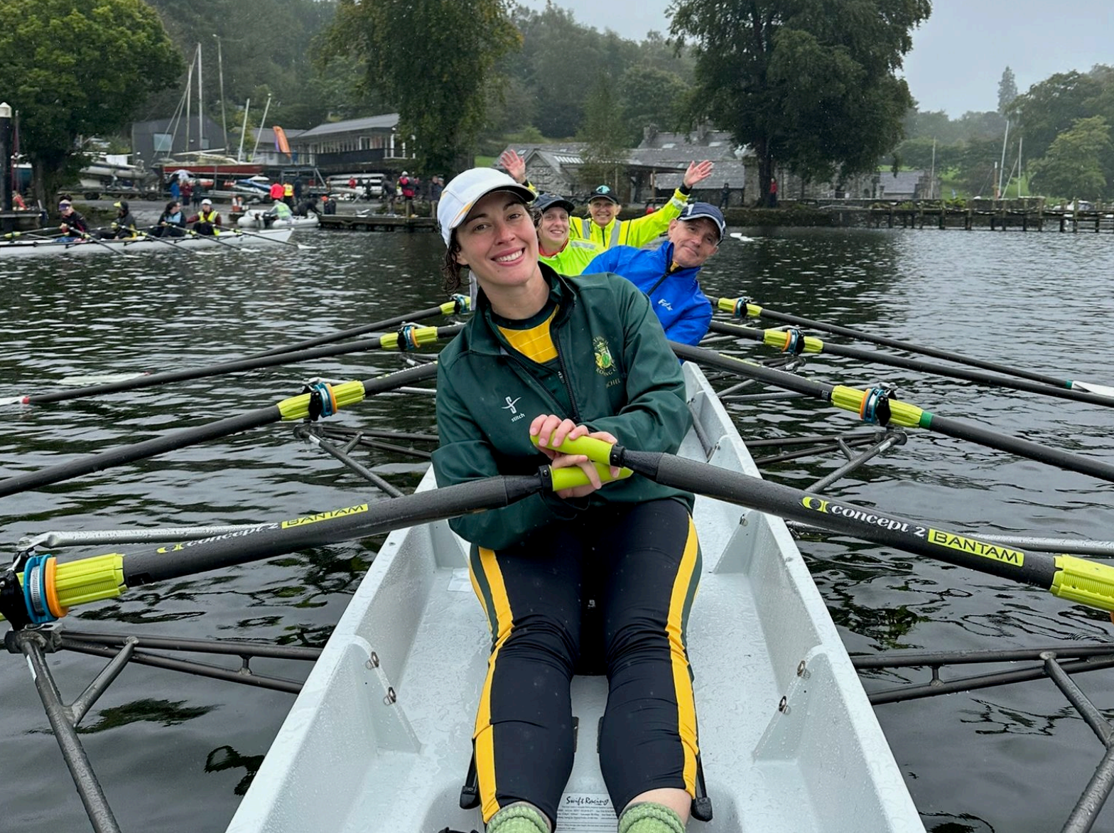 Rowers in a boat on lake winderemere