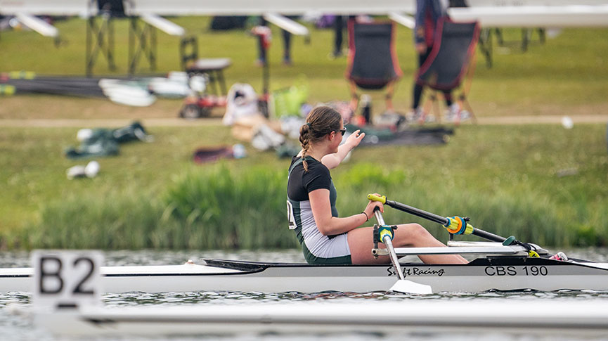 rower crosses the line at British Championships