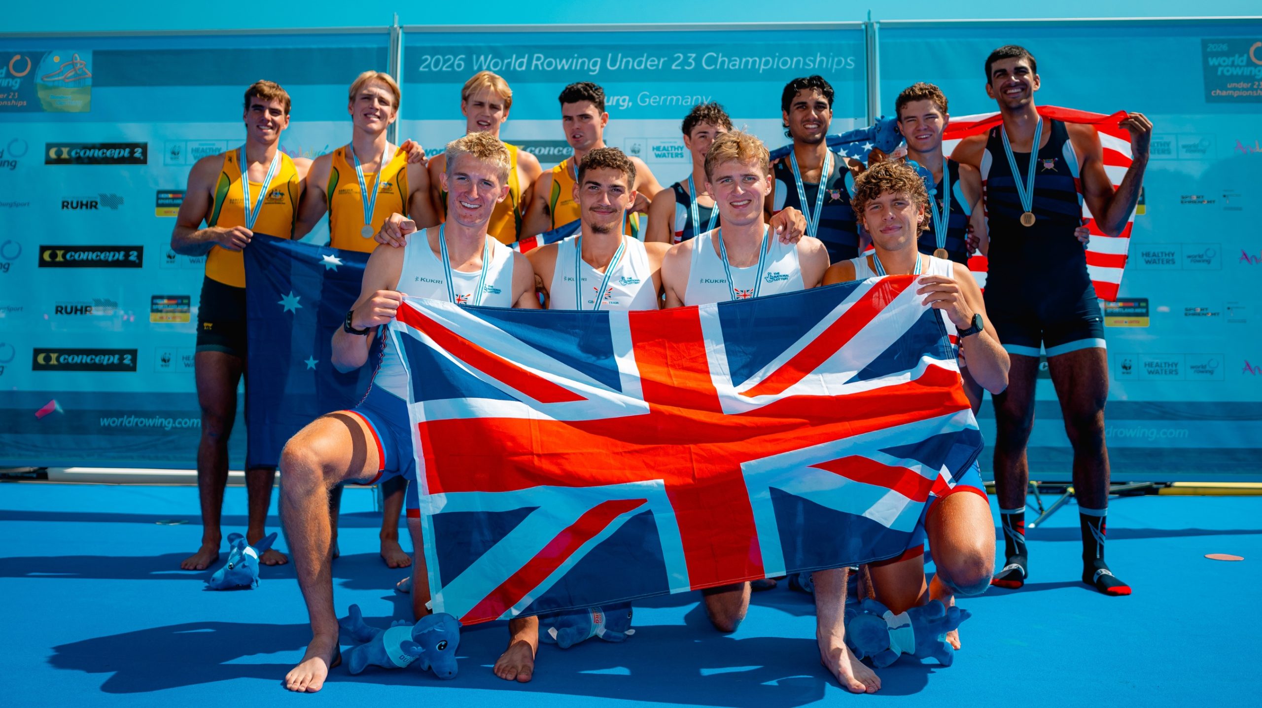 The Men's Four on the podium
